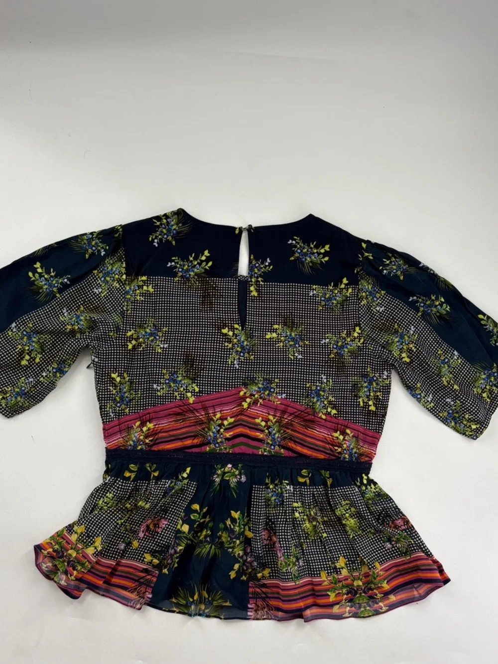 Anthropologie Bhanuni by Jyoti Floral Peplum Short-Sleeve Blouse - Picture 11 of 11
